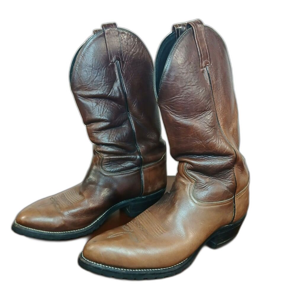 Vintage Tony Lama 4200 Burgundy Brown Leather Cowboy Boots Men's 9.5 EE Wide